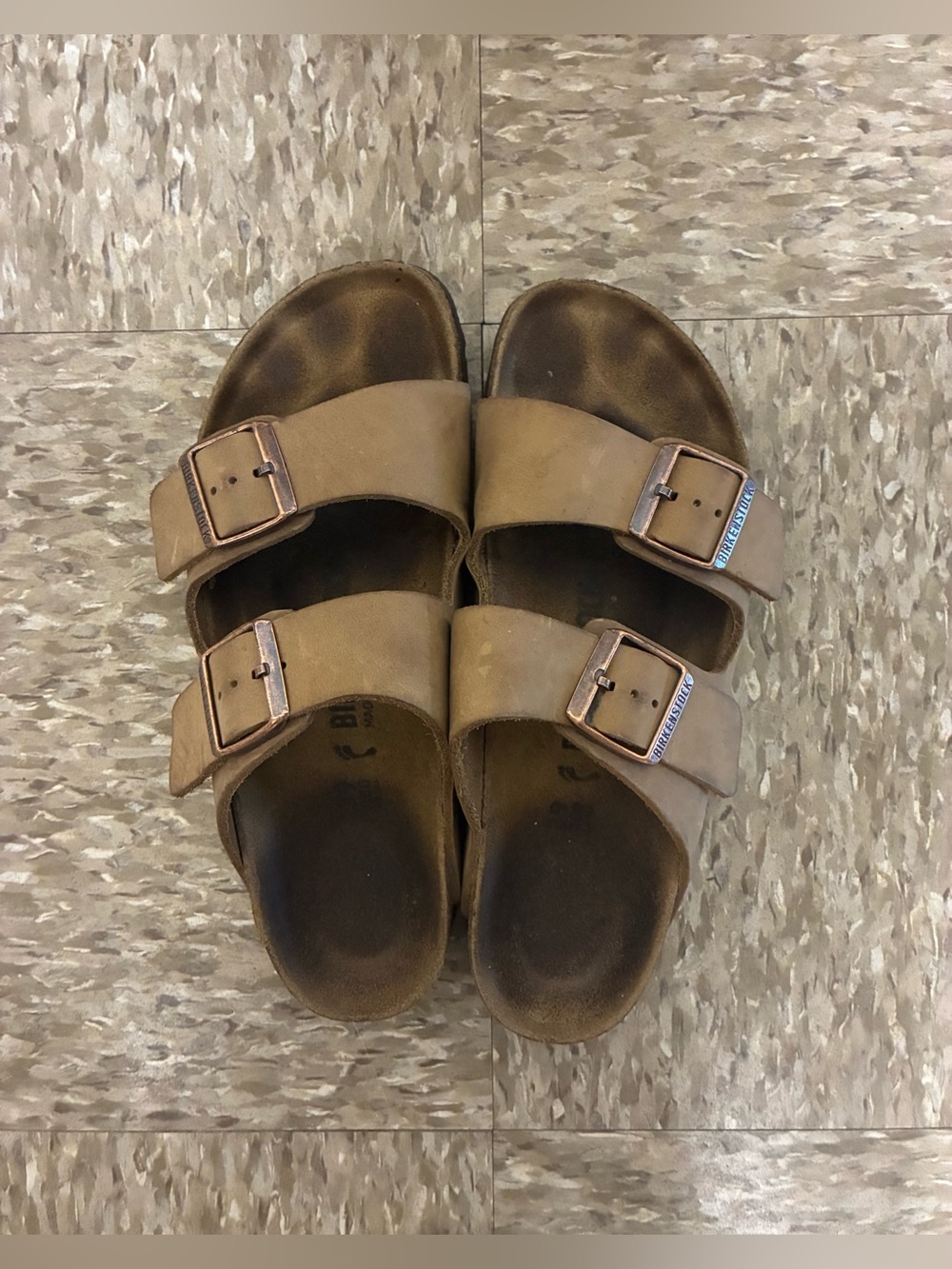 BIRKENSTOCK Arizona Leather Sandals Taupe 8-8.5